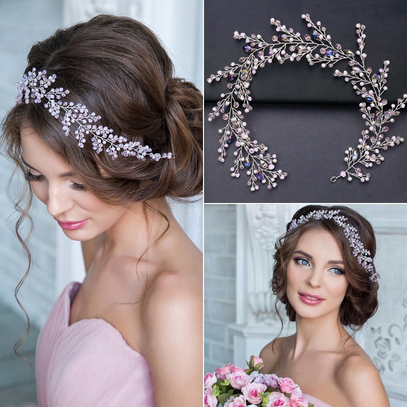 Trendy Purple Crystal Pearl Wedding Hair Accessories Women's jewellery