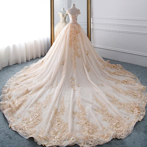 Luxury Wedding Dress with Sparkly Beading Pearls