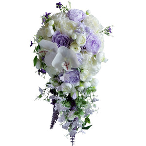 Waterfall White Purple Bridal Bouquets