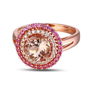 Morganite Diamond Ring 1.54CT 18K Rose Gold Ring