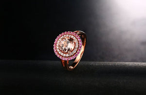 Morganite Diamond Ring 1.54CT 18K Rose Gold Ring