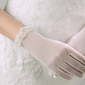 Glamour Pearl Bridal Wedding Gloves