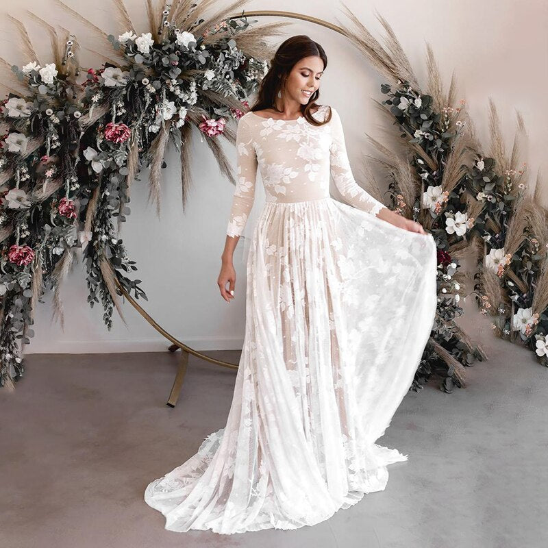 Sexy Backless Long Sleeves Beach Wedding Dress Elsi John Sexy Backless Long Sleeves Beach Wedding Dress Elsi John