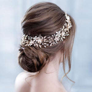 Trendy Bridal Flower Hair Jewellery Crystal Rhinestone Headband