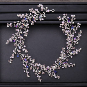 Trendy Purple Crystal Pearl Wedding Hair Accessories Women's jewellery
