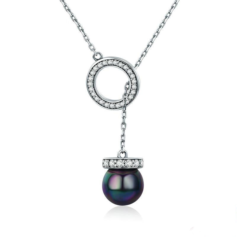 Circle Black Shell Pearl Necklace