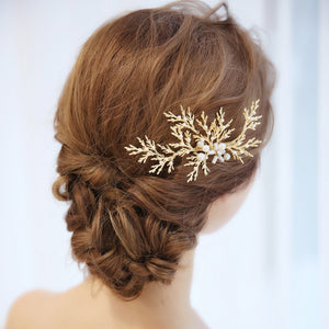 Bridal Hair Comb Clip Pearl Rhinestone Flower