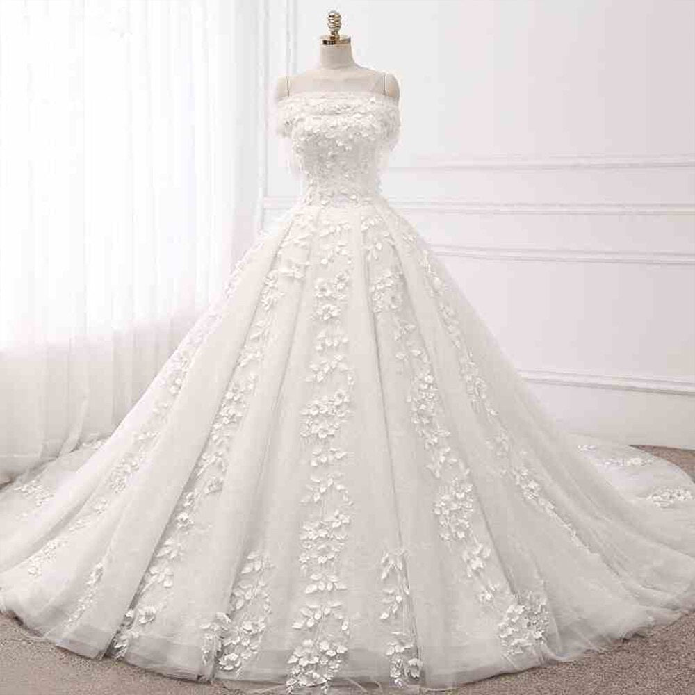 Princess Ball Gown Wedding Dress with Beading Sequins Lace Flowers