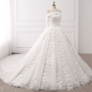 Princess Ball Gown Wedding Dress with Beading Sequins Lace Flowers