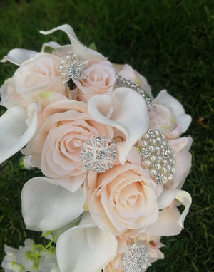 Light Pink White Calla Lily Bridal Wedding Flower Bouquet