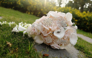 Light Pink White Calla Lily Bridal Wedding Flower Bouquet