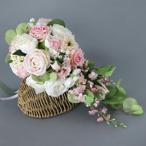 Pink Roses WaterFall Wedding Flower Bouquets
