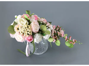 Romantic Pink Rose Waterfall Bridal Flowers Wedding Bouquet