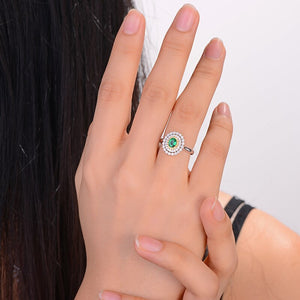 Vintage Cluster Diamonds 14kt  Oval Emerald Ring