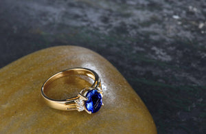 Tanzanite Diamond Ring 1.1ct 14kt Gold Ring