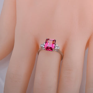 Pink Topaz Diamond Ring White Gold 2.78ct