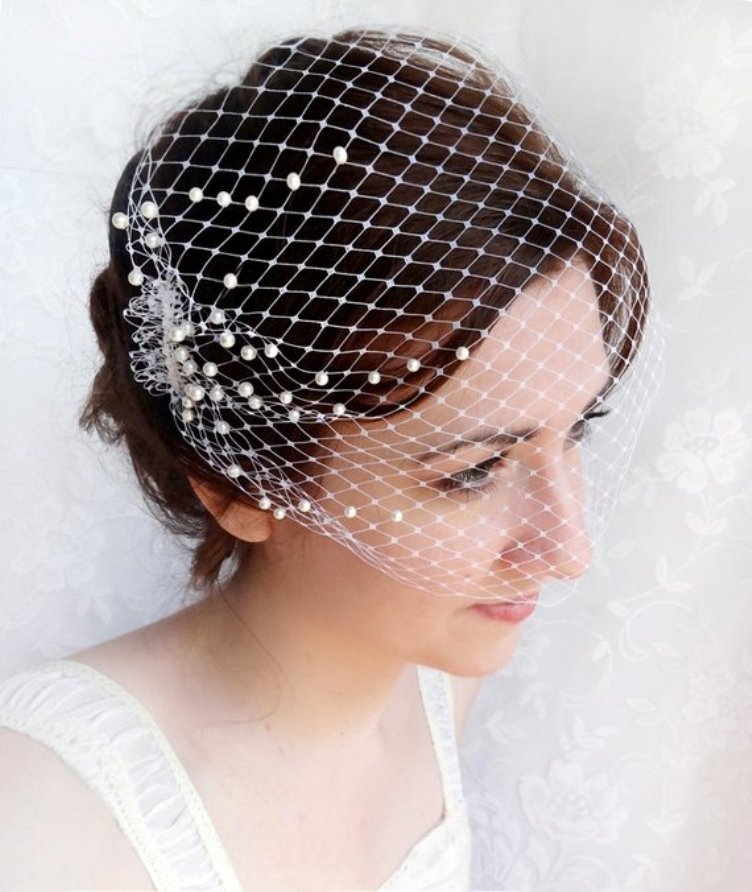 Birdcage Veil with Pearls