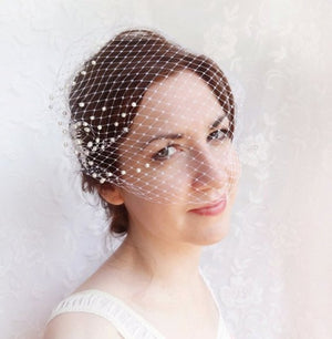 Birdcage Veil with Pearls